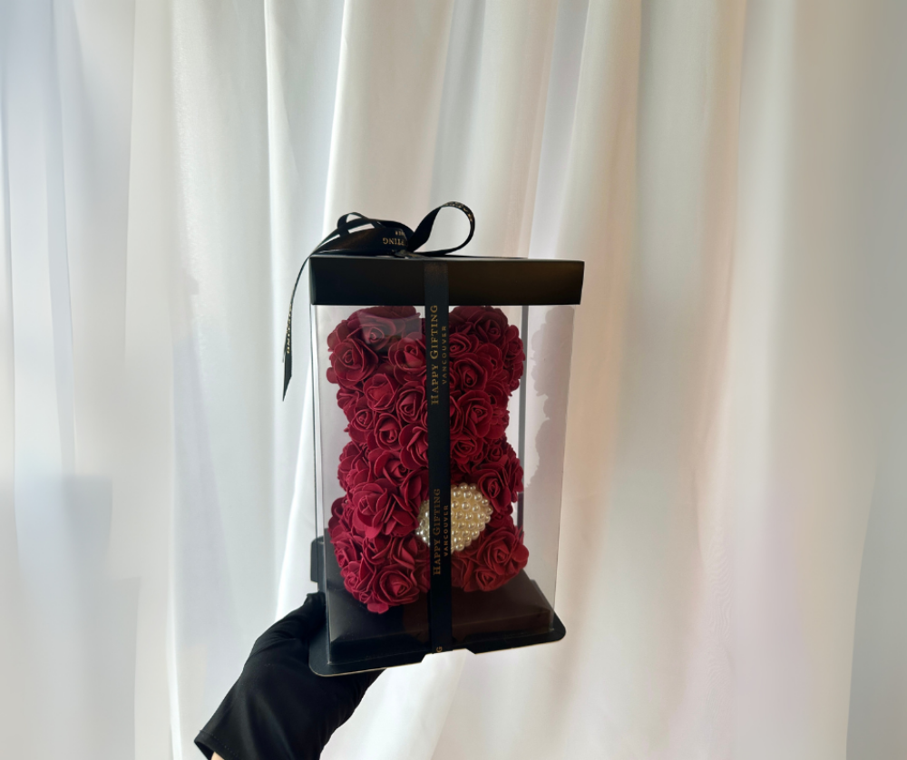 Burgundy Rose Bear
